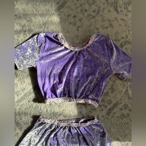 Y2K Pastel Velvet Crop Top and Mini Skirt